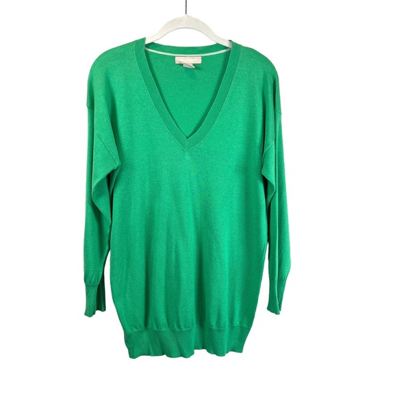 Banana Republic Sweaters - Banana Republic Draped V-Neck Sweater Slik Blend Green Women's M
